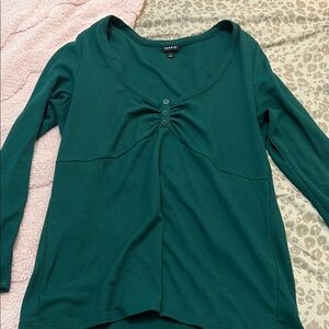 Torrid Teal Button-Front Long Sleeve Top